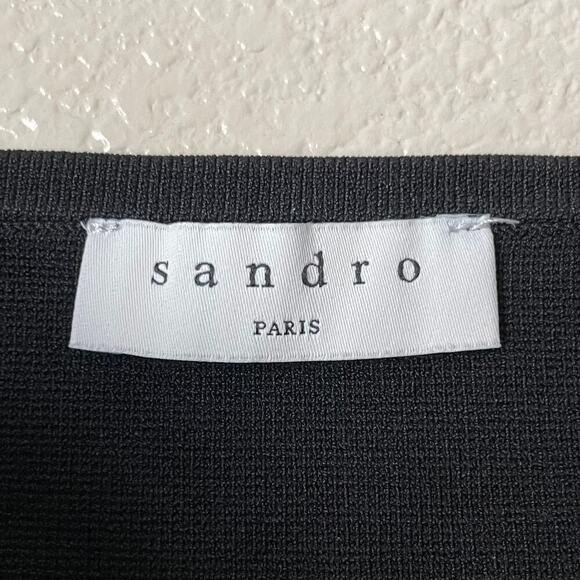 Sandro Top Womens Size 0 Black Barbara Cropped Knit Ruffle Sleeveless Tank NWT - Picture 9 of 13